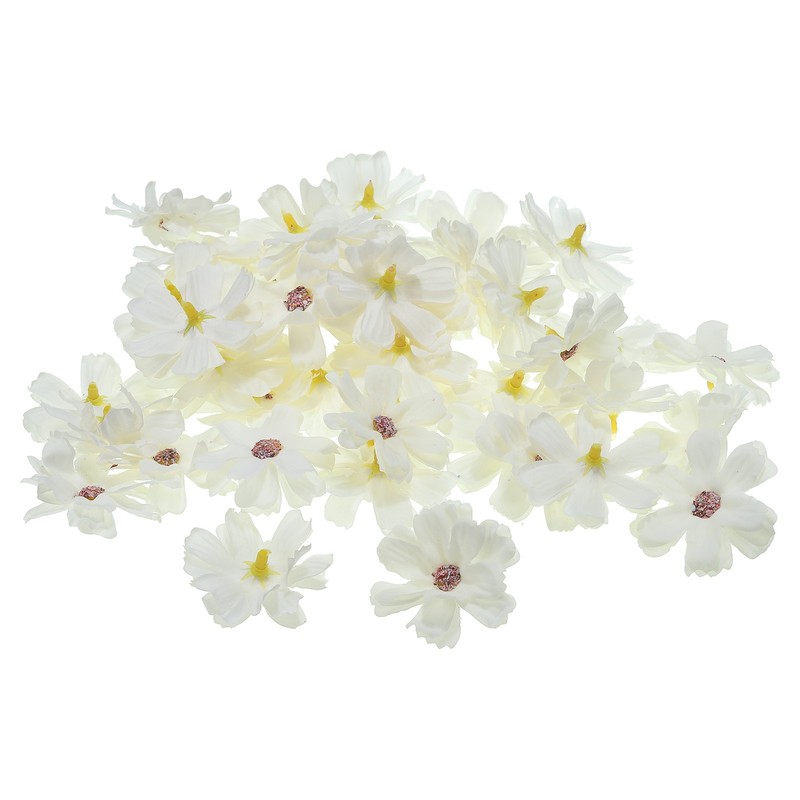 30Pcs Fake Flower Heads Flower Mini Artificial Silk Flowers Cream