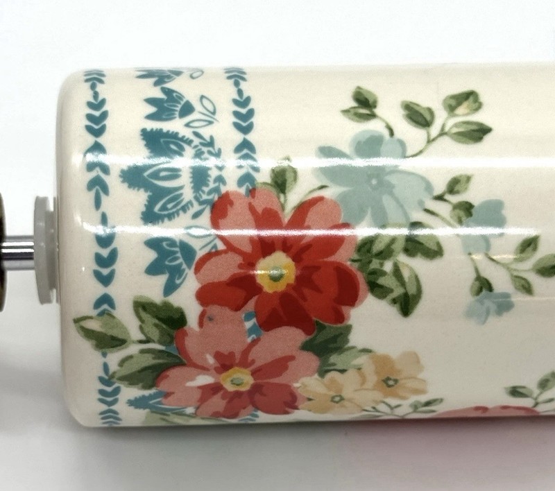 PIONEER WOMAN Vintage Floral Ceramic Rolling Pin w/ Wood Handles Country Core gallery