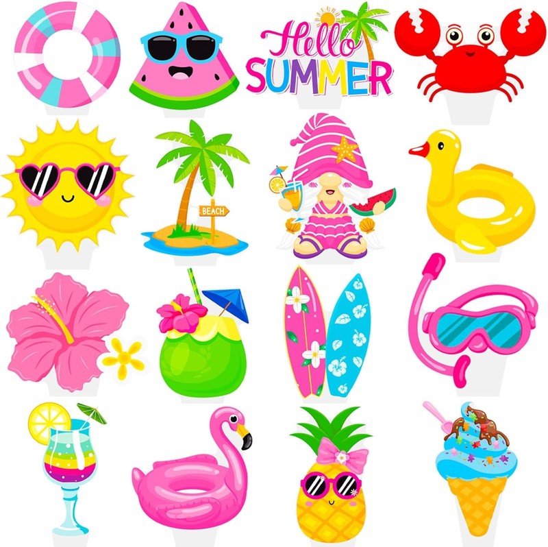 Hello Summer Cupcake Toppers Hello Summer Birthday Decorations Beach Pool Party