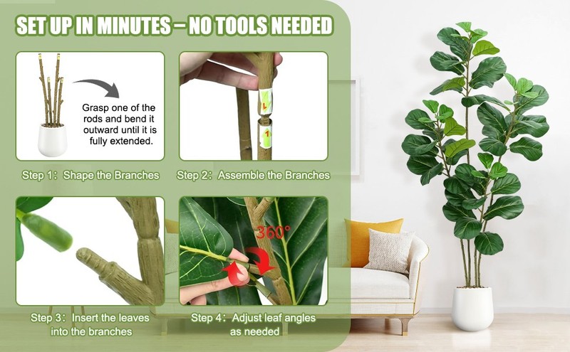 Artificial Cellia Tree 2 Pa 42" Faux Cellia Plant in Pot with 32 gallery