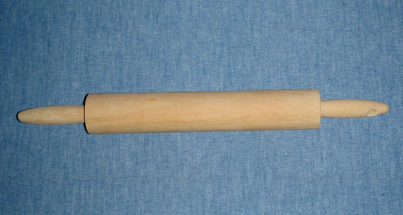 Wood Rolling Pin 17" w/Handles Slender-10x2 Barrel/Roller Hangable Baking Pastry gallery