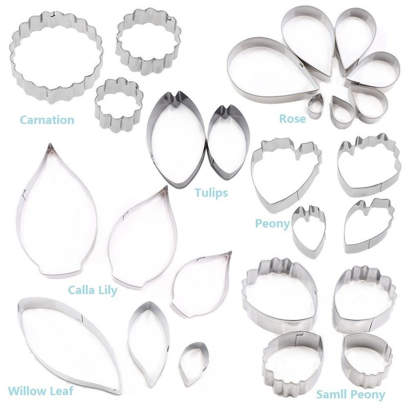 26Pcs Stainless Steel Flower & Leaf Cutters Set for Cake Decorating, Sugarcraft gallery