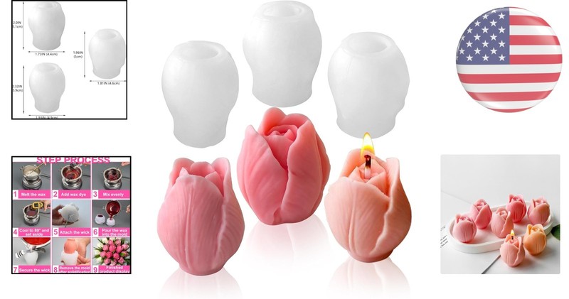 3 PCS High-Quality Tulip Flower Molds - Ideal for Candle, Soap & Dessert Decor gallery