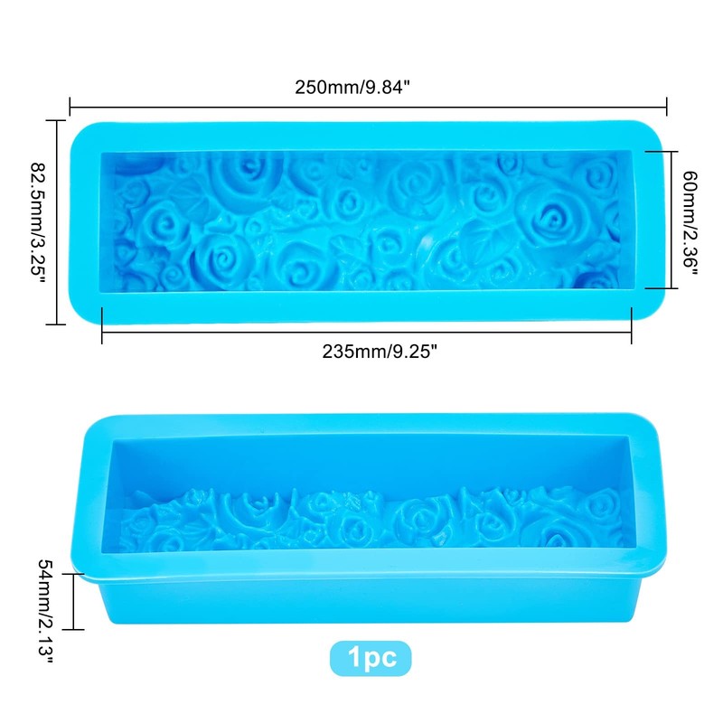PH PandaHall Rose Loaf Mold, 22oz Flower Silicone Soap Molds 3D Embossed Blue gallery