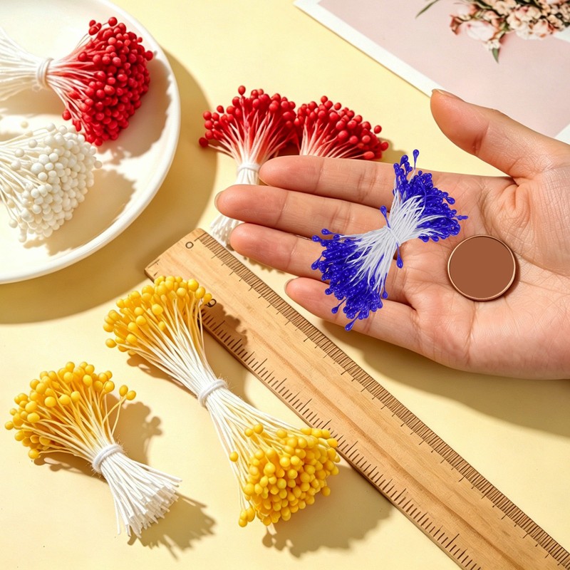 150Pcs 3mm Double Heads Flower Stamen Artificial Flower Pistil Sapphire Blue gallery