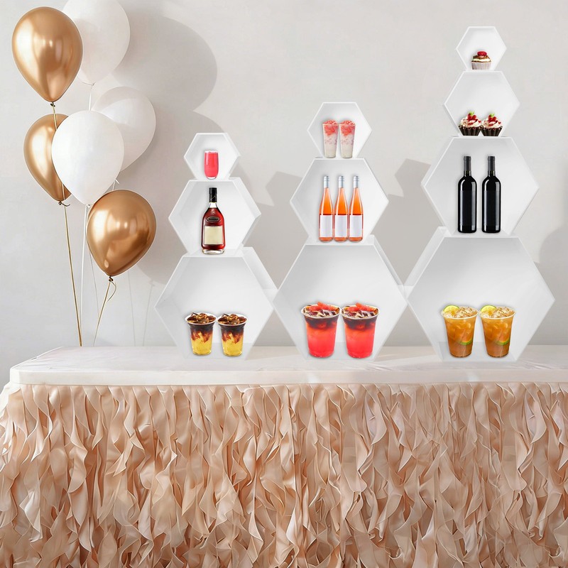 10PCS Buffet Risers Acrylic Hexagonal Catering Dessert Stands Food Decorative gallery
