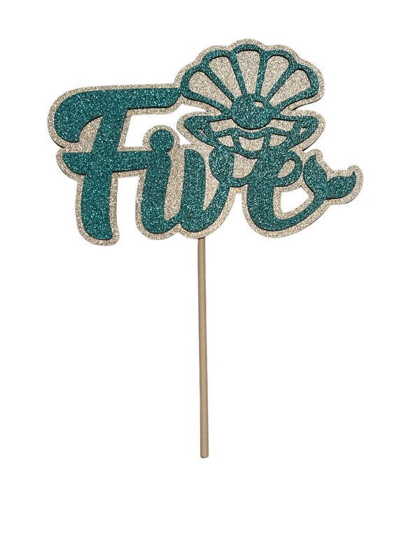 5th Birthday Cake Topper Silver Blue Glitter Number Five Children Birthday Party