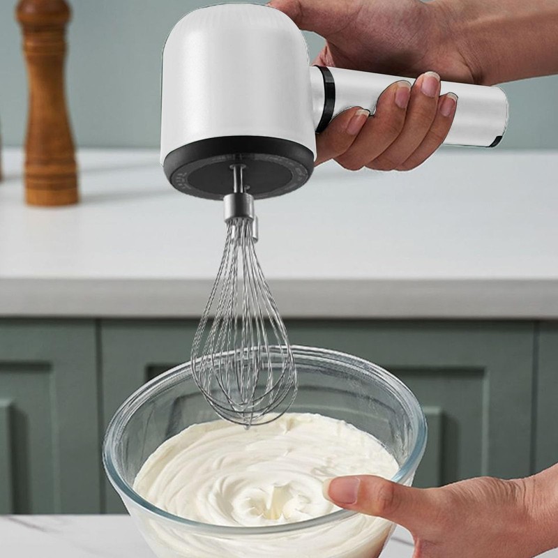 Cordless Electric Hand Mixer Dual Whisk Hand Mixer, Stainless Steel USB Recha... gallery