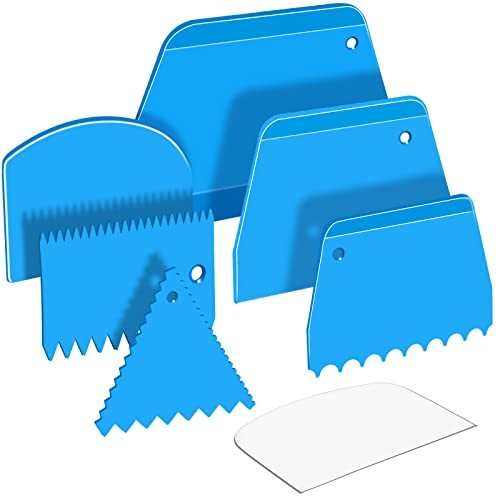Cake Scraper Cake Smoother, 7 Pcs Cake Tools Icing Scraper Cake Scraper Blue