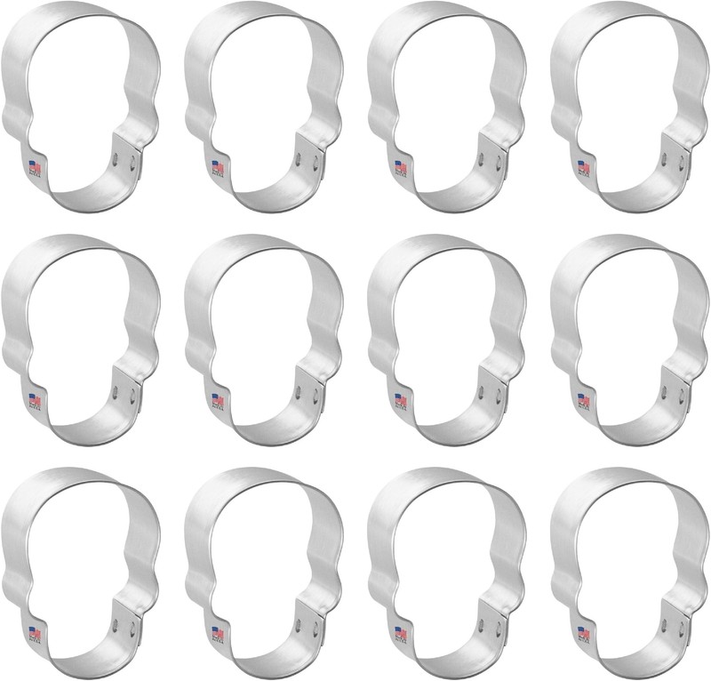 1 Dozen 12 Mini Skull Cookie Cutter 1.75” Metal Halloween Party Favors