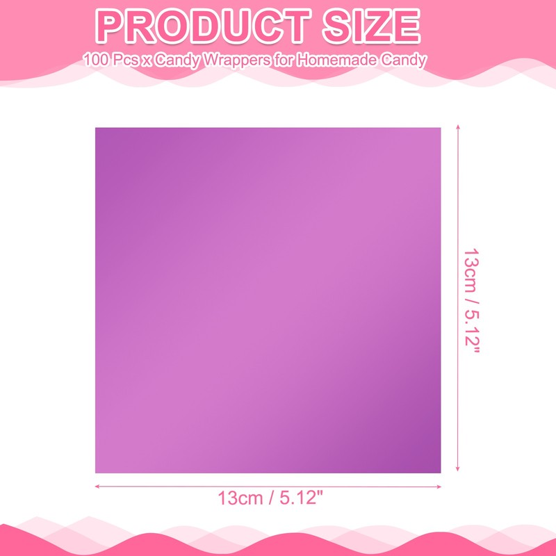 100 Pcs Candy Wrappers, 5 x 5 Inch Chocolate Wrap Paper for Lollipop, Purple gallery