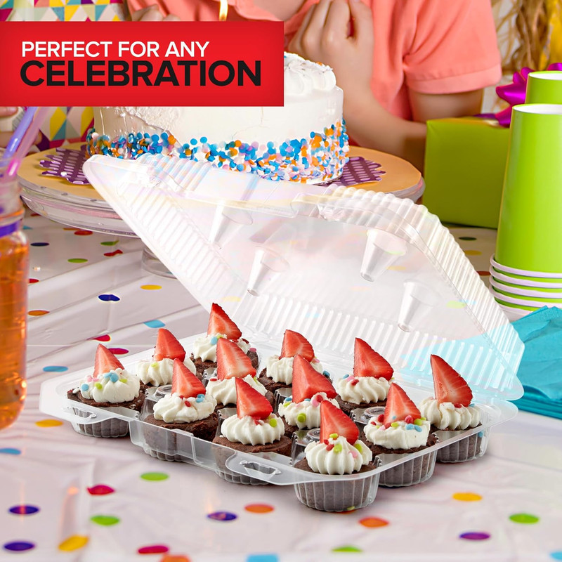 Mini Disposable Plastic Cupcake Containers (40 Pack) 12 - Count Tray Compartment gallery