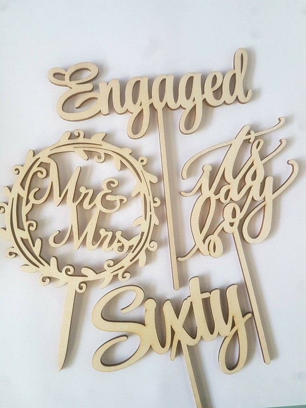 Wooden Cake Topper 1 2 3 21 30 40 50 60 Engaged It's A Boy Girl Mr& Mrs Birthday gallery