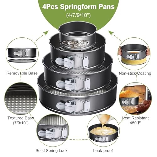 139PCS Springform Cake Pan Set - 4 Non-stick Cheesecake Pans(4/7/9/10 Black Kit gallery