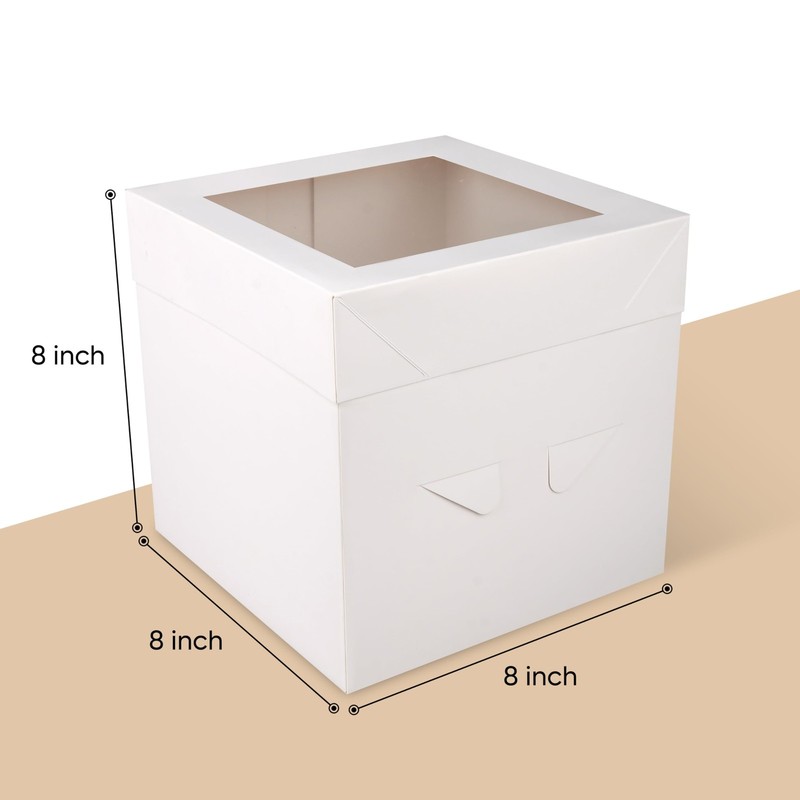 6 PCS White Cake Boxes Boards 8 Inch Round Drum Window Birthday Party Treat gallery