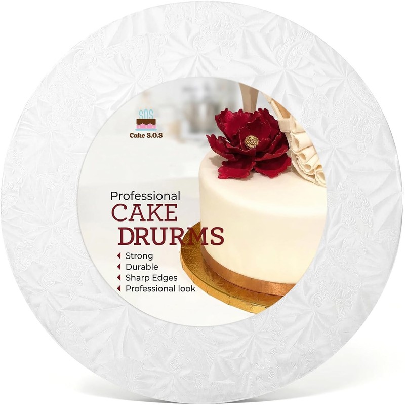 10 inch White Round Sturdy Cake Board Drums for Displaying Cakes, 1/2 inch