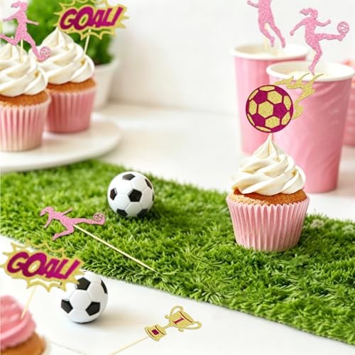 24 Pcs Glitter Soccer Cupcake Toppers for Football Party Decorations Mixed 3 gallery