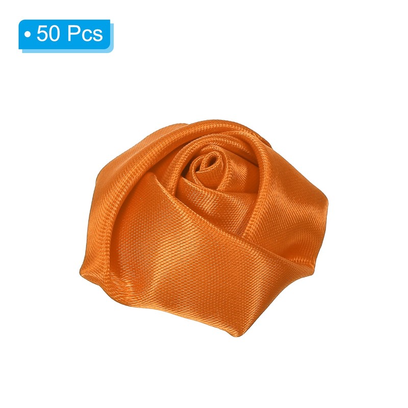 50Pcs Artificial Flowers Roses Heads Satin Rose Fabric Flowers Gold Tone gallery