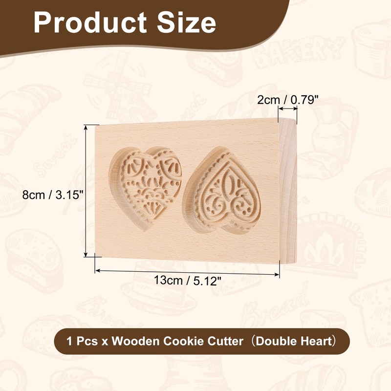 Cookie Stamp, Wooden Cookie Biscuit Cutter (Double Heart) gallery