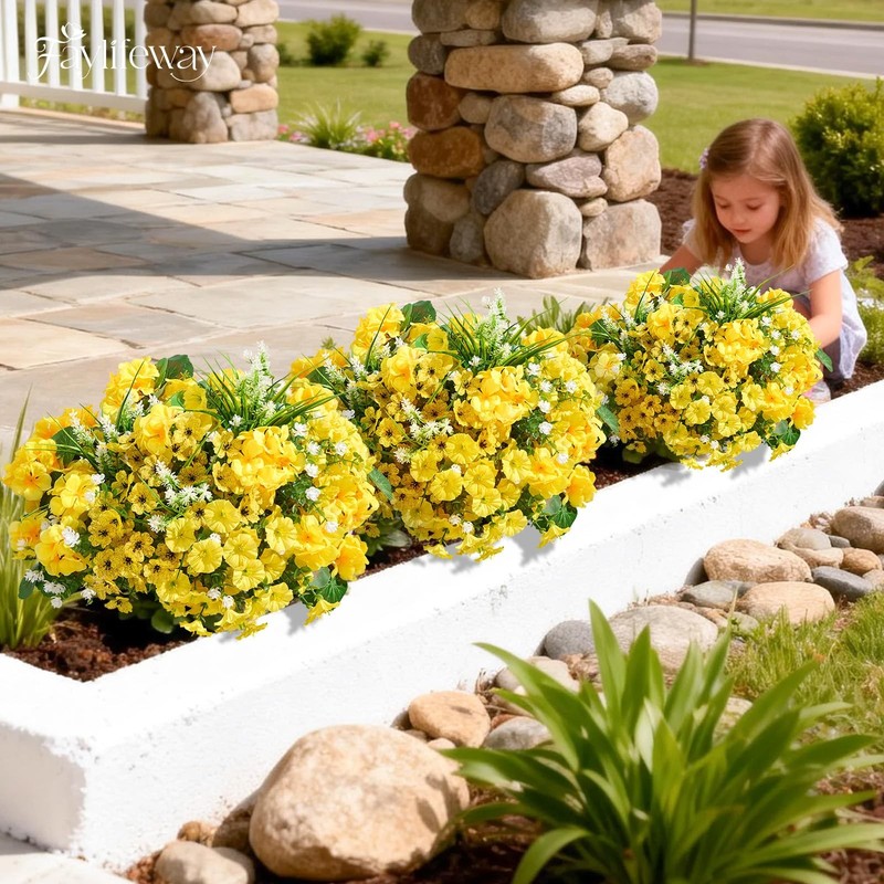 Faylifeway 16 Bundles Artificial Flowers For Outdoors Uv Resistant Silk Faux gallery