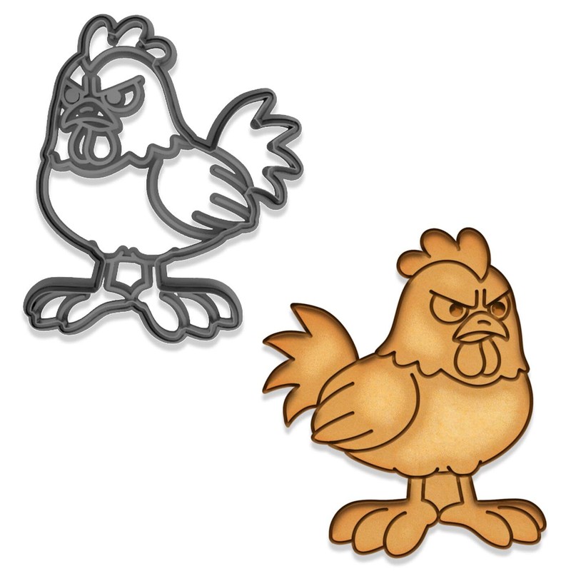Grumpy Chicken Cookie Cutter & Embosser – 4×3.36″ (Random Color)