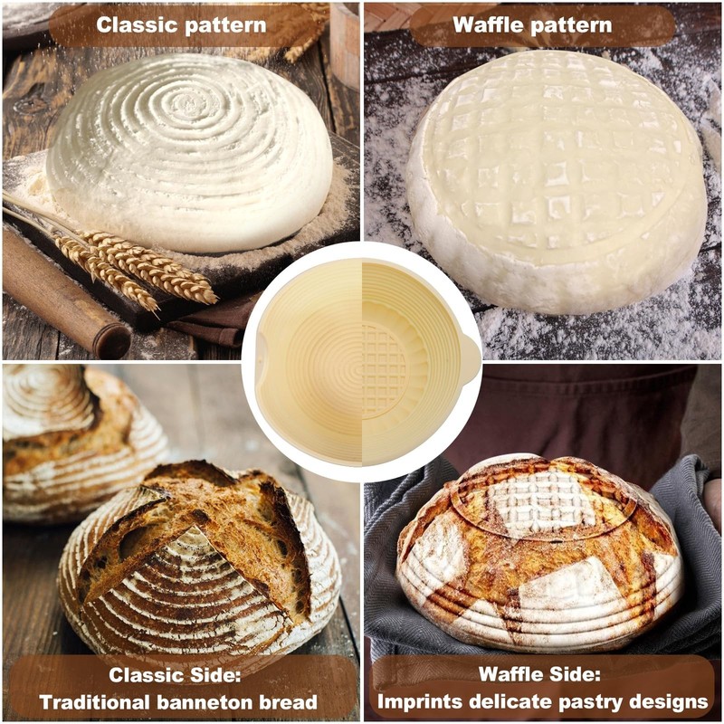 Banneton Proofing Basket Set of 3 - Dishwasher Safe Sourdough Kit, 10 inch Ro... gallery