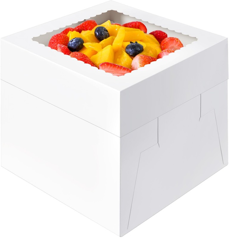 20 Pcs Cake Boxes, 10x10x8 Inch Tall Cake with Window, White Cake Boxes 10 In…