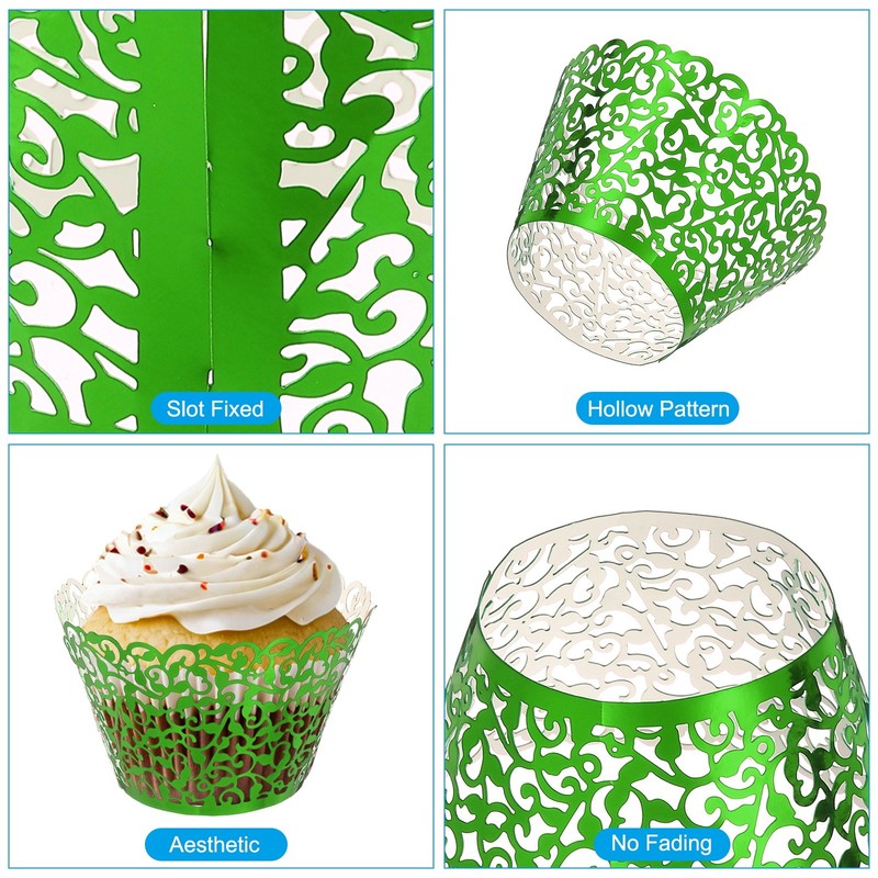 Cupcake Wraps, 50 Pack Reflective Green Wine Decor Paper gallery
