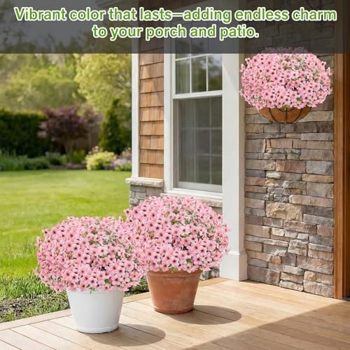 Artificial Flowers Fake Plants for Outdoors Artificial Flowers(13 Pcs) Pink gallery