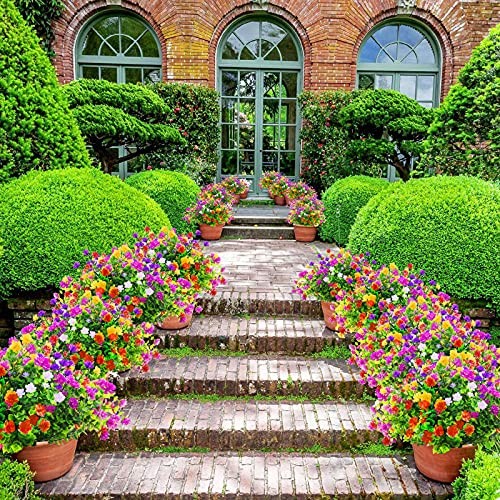 Artificial Fake Plants Flowers for Outdoor Spring Summer Decorarion, 12 gallery