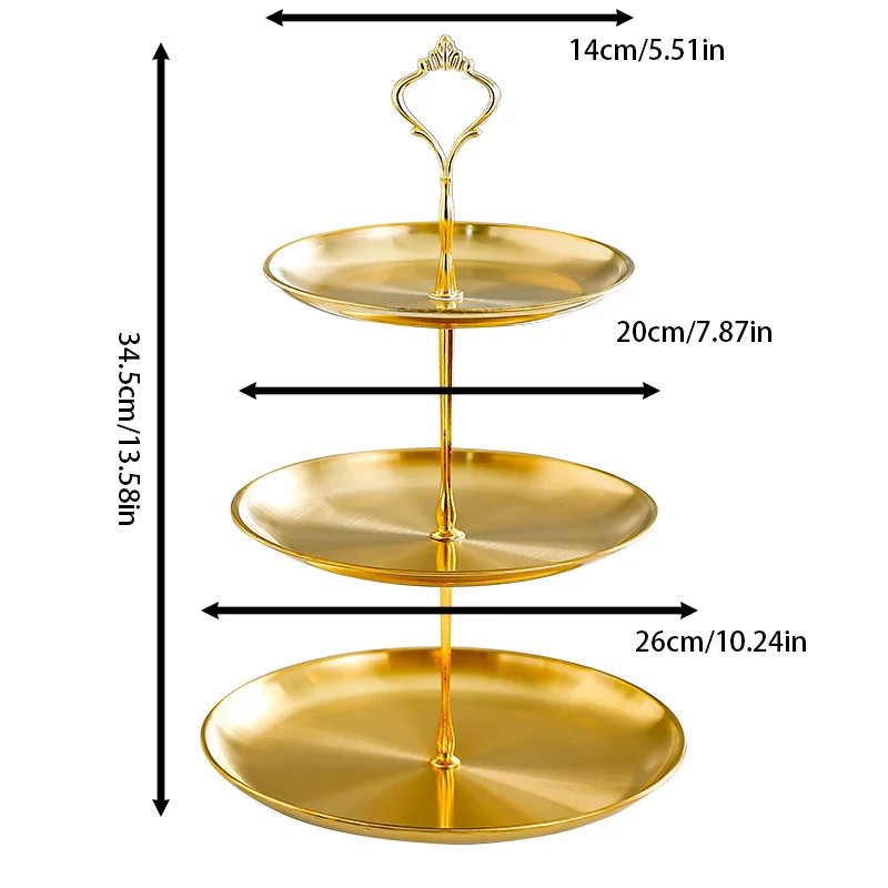 Gold 3-Tier Cake Stand 27X27Cm, Party Dessert Display Tower for Holiday Gatherin gallery