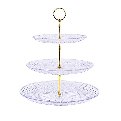 12-inch 3 Tier Crystal Clear Plastic Cupcake Holder Round 12″, and Gold