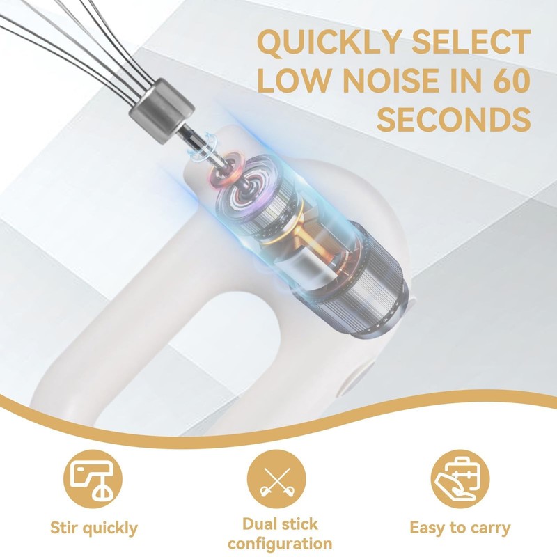 4 Speed Electric Hand Mixer Mini Cordless USB Rechargeable Whisk White Tool gallery