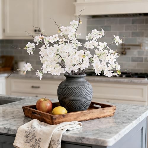 12 PCS Faux Cherry Blossom Branches Decor 18.11 Inch 12pcs-18.11 Inch White gallery