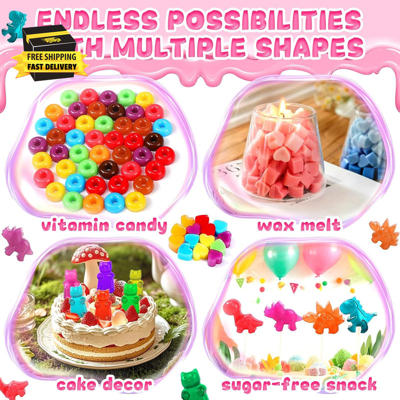 Candy Molds Silicone, with 2 Droppers, Non-Stick Silicone Candy Molds Including gallery