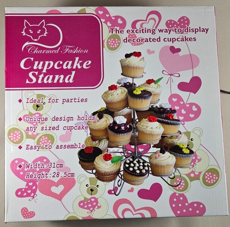 Charmed Fashion Cupcake Stand Holds 23 Mini Cupcakes New In Box Silver Wire NIB