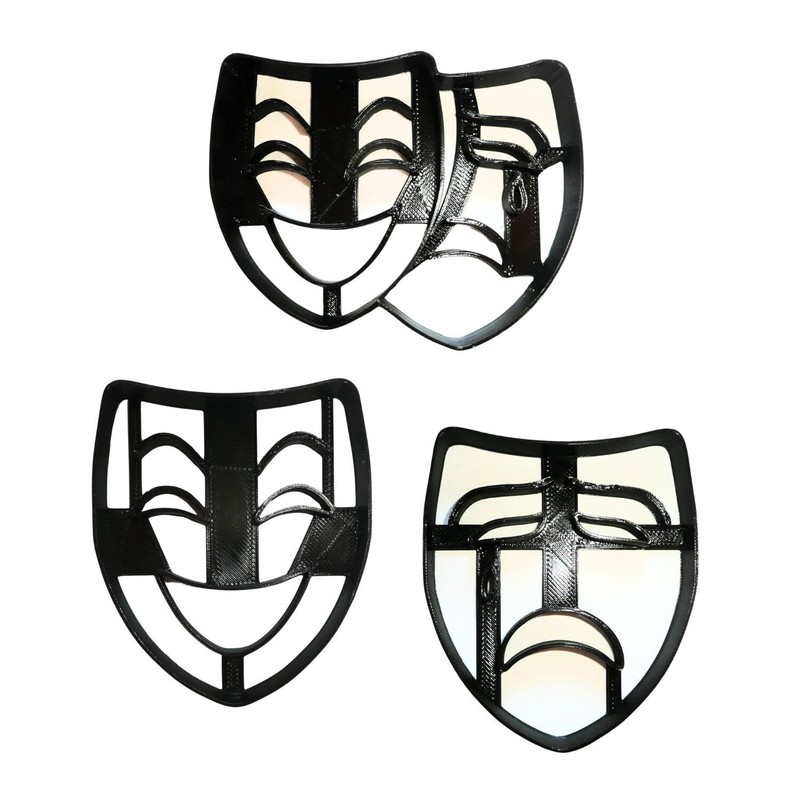 COMEDY TRAGEDY MASKS HAPPY SAD DRAMA THEATRE SET OF 3 COOKIE CUTTERS USA PR1928