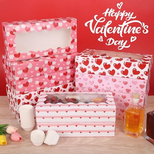 CIEOVO 24 Pcs Valentine's Day Treat Boxes with Window Cookies Boxes B-Valentine gallery