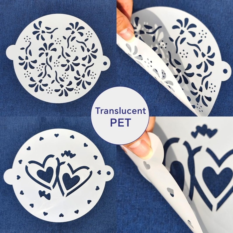 Cake Stencils Set 4 Templates - Happy Birthday, Love, Hearts, Floral - Reusab gallery