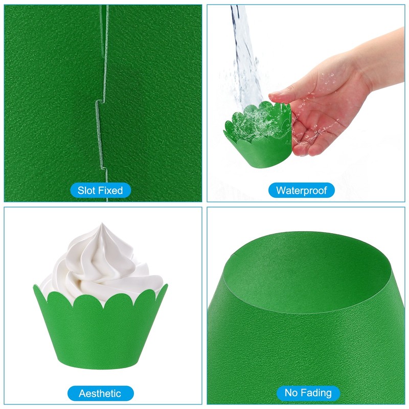 50 Pack Perforated Cupcake Paper Molds Cooking Decor Wave Dark Green gallery