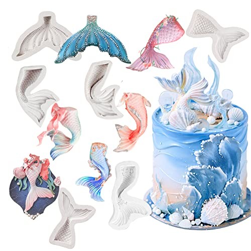6 Pack Mermaid Tail Mold Silicone Cake Fondant Mold Mermaid Theme Cupcake gallery