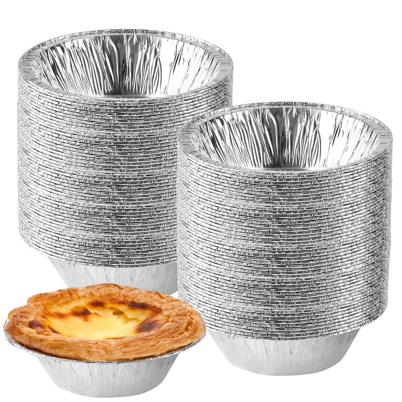 Jyongmer 100 Pieces 2.6 Inch Round Pie Tart Small 100 Pack Pans, Silver