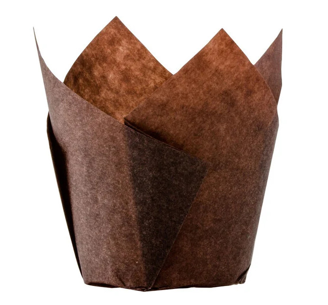 Hoffmaster 2 1/4″ x 4″ Chocolate Brown Tulip Baking Cup – 2,500/Case