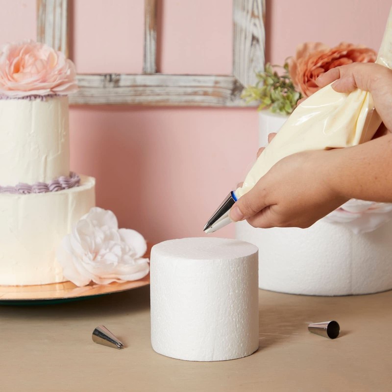 Fake Cake Dummy Set - 10.8 in Tall, 3-Tier Round White Foam - for Fake Birthd... gallery