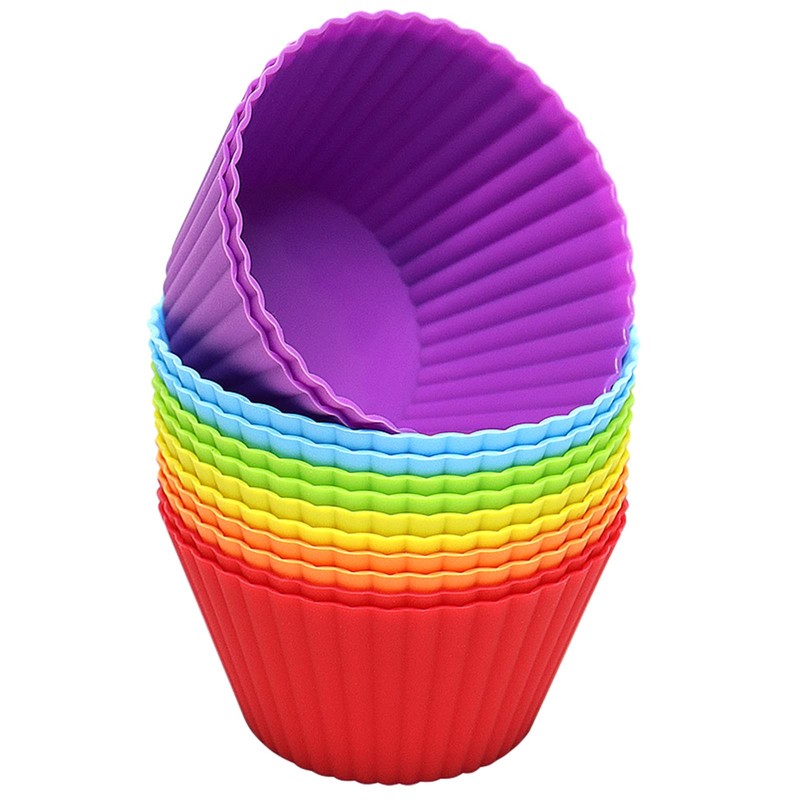 12 Pack Reusable Nonstick Jumbo Silicone Baking Cups for Cupcake Mousse