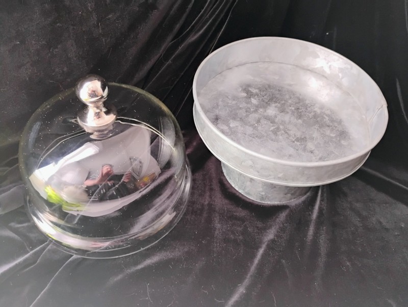 Cake Stand With Dome And Galvanized Stand, 9.5" Tall gallery