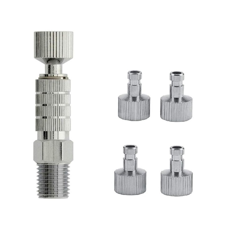 1/8 Inch Airbrush Quick Release Coupling Disconnect Adapter Kit, 5PCS Silver