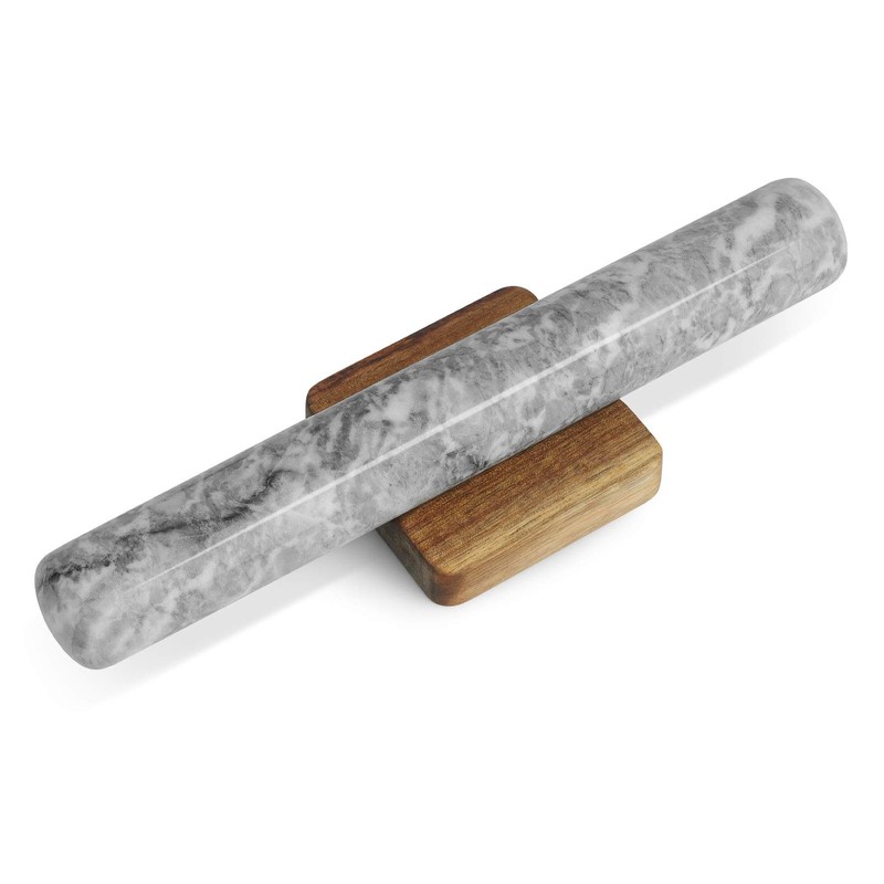 Marble Rolling Pin with Wood Cradle 12 Inch White, Non-Stick Dough Roller Pro…