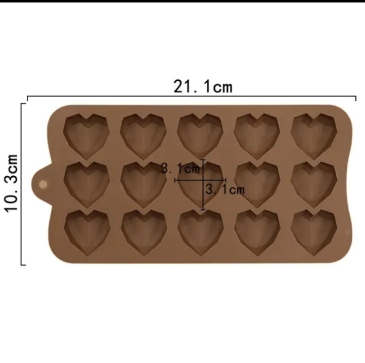 15 cavity diamond heart silicone chocolate mold cake Accessory kitchen ice cube
