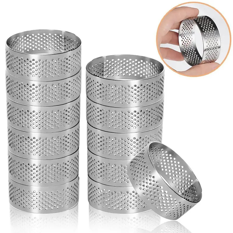 Stainless Steel Cake Rings 5CM Round Perforated Circle Baking Dessert Cake Ring gallery